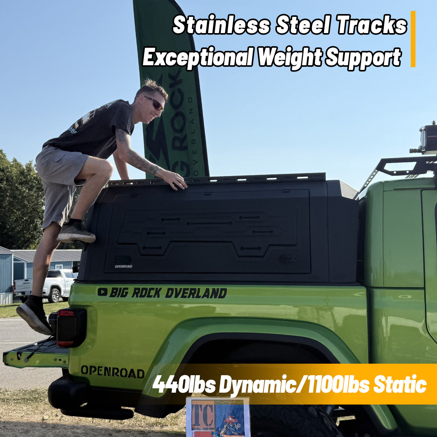 OPENROAD Truck Cap with Full Wing Doors, Extra-Large Storage, and LED Brake Light