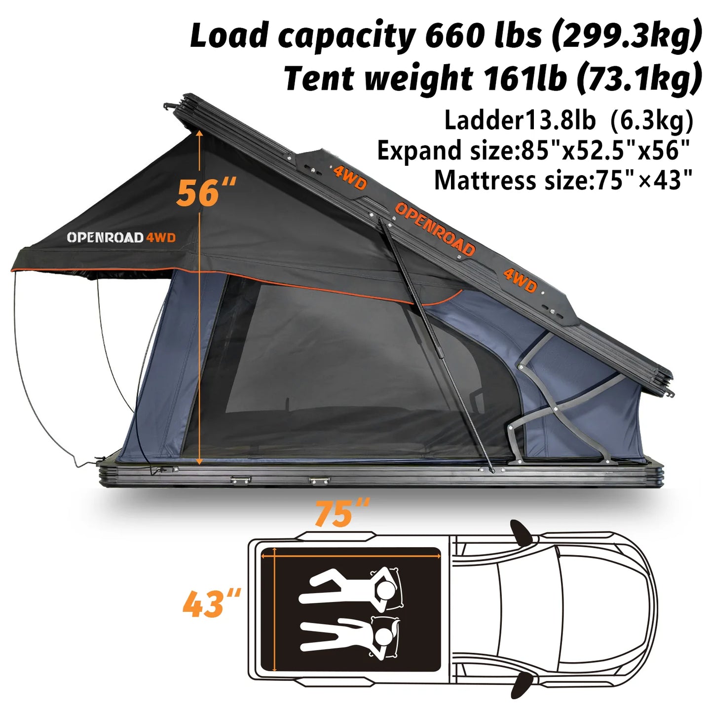 OPENROAD PeakRoof LT Aluminum Roof Top Tent