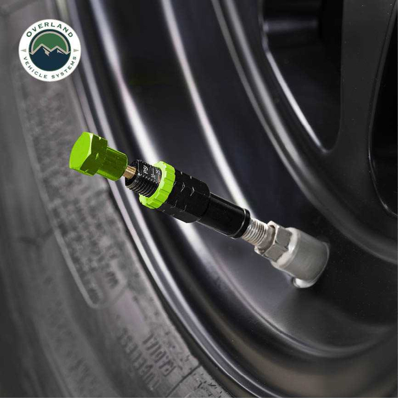 Overland Vehicle Systems 4 Piece Adjustable Tire Deflator Kit & Storage Bag
