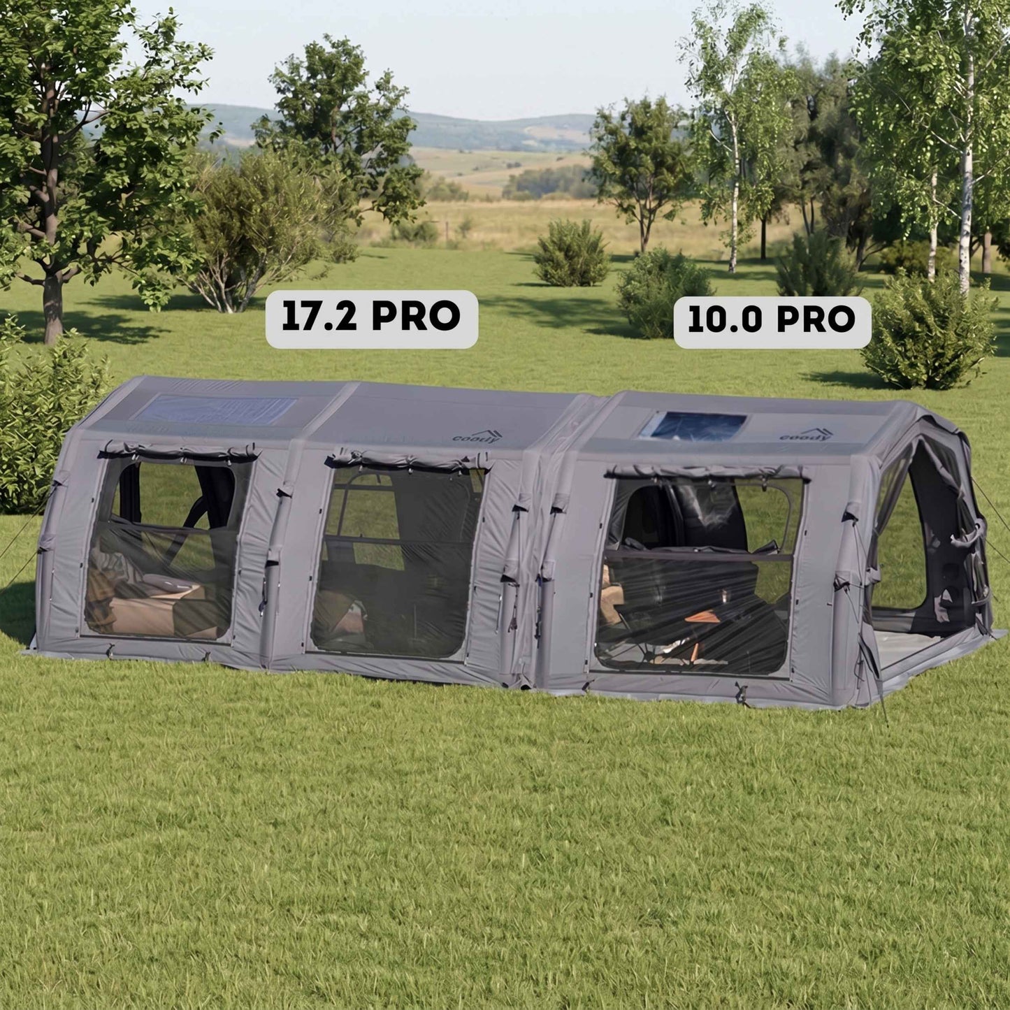 Coody 10.0 PRO Gray - Premium Inflatable Canvas Tent for 2–4 Campers