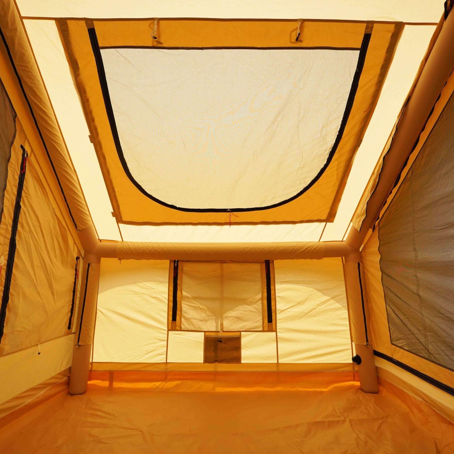 RBM Panda Medium Sunny Beige + Stove Caminus S - Inflatable Tents for Camping with Stove