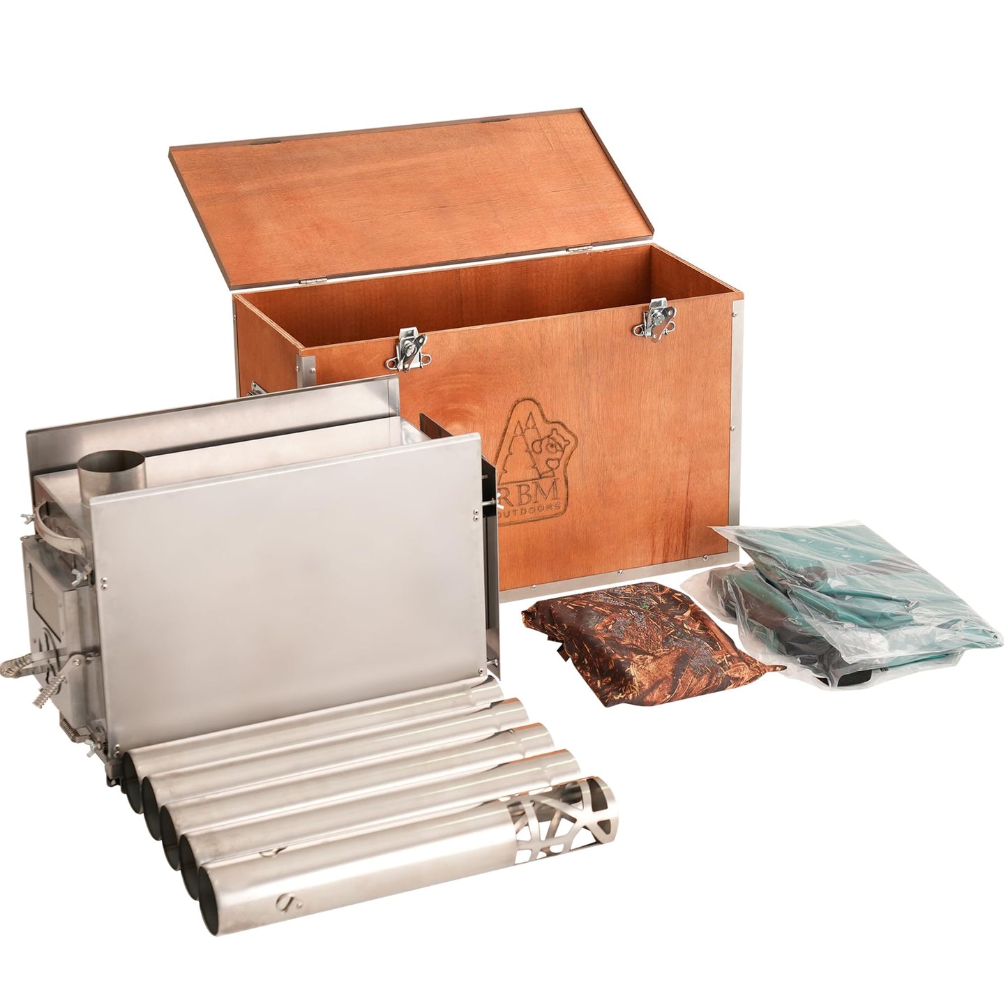 Coody 17.2 | RBM Outdoors (Koala 7) Beige + Stove Caminus M - Inflatable Tents for Camping with Stove