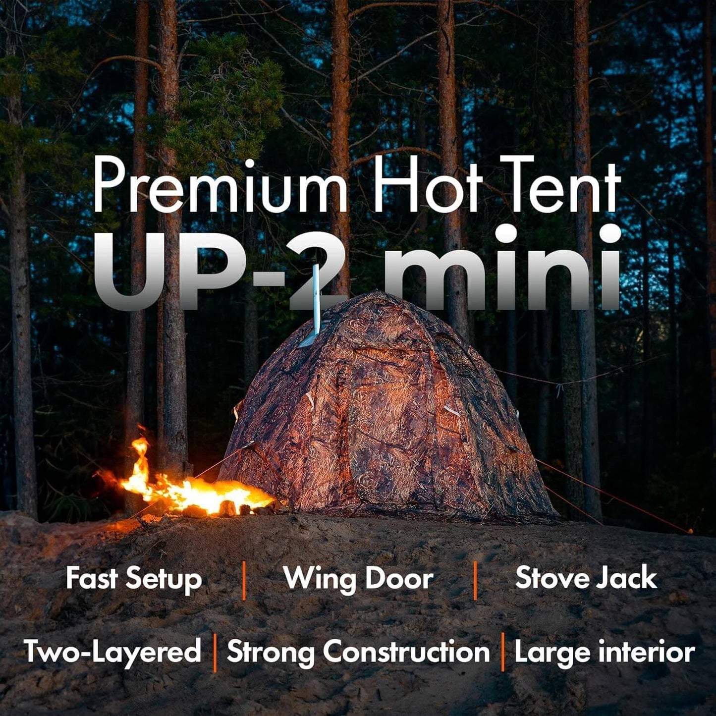 RBM All-Seasons tent UP-2 mini for 1-3 person + Wood Stove Caminus S + Three-Layer Floor