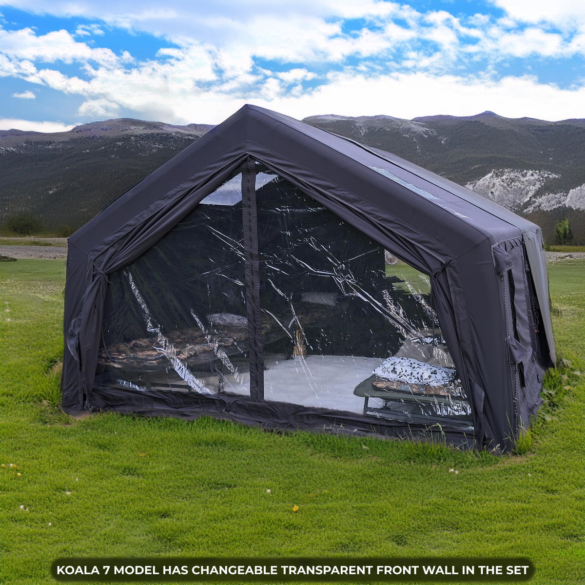 Coody Familia AirTent 13.6 Black – Inflatable Hot Tent with Stove Jack for Camping, 2–8 People