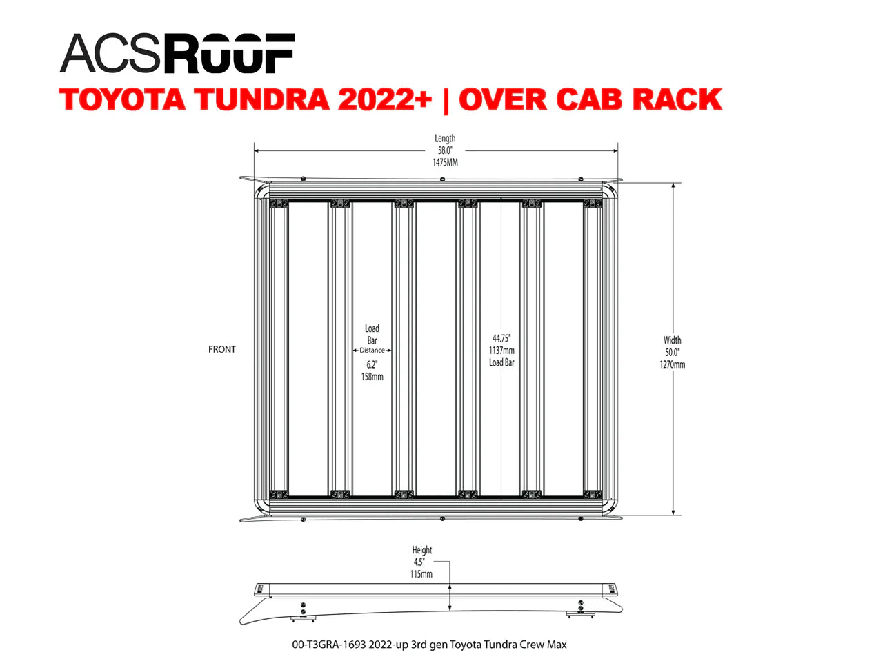 Leitner Designs ACS ROOF | Over Cab Platform Rack For Toyota Tacoma Gen 2&3 (2005-2023)