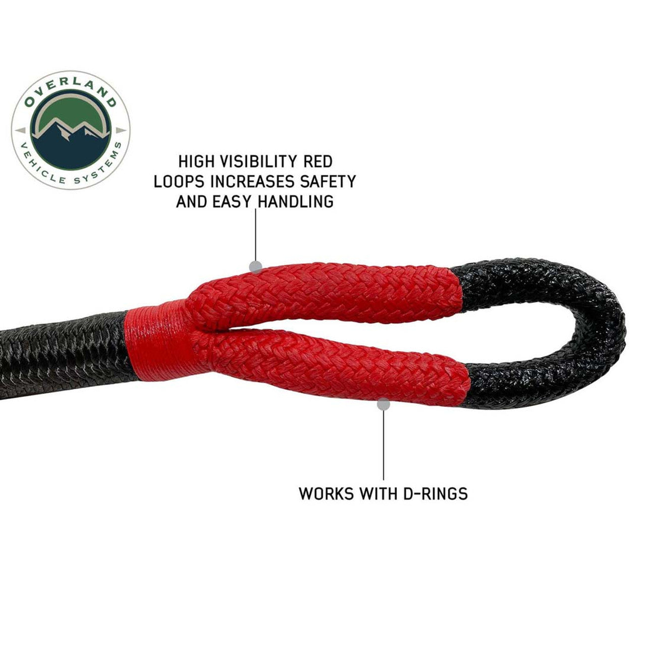 Overland Vehicle Systems Brute Kinetic Recovery Strap 1" x 30' With Storage Bag – 30% Stretch