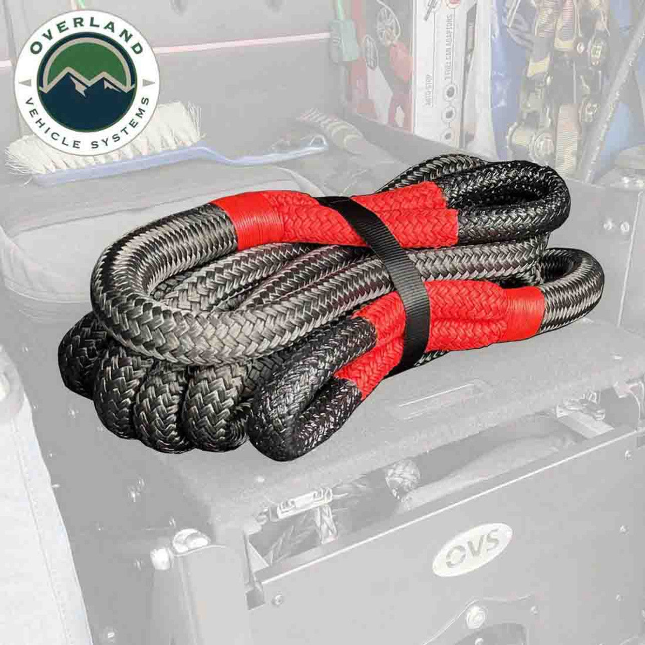 Overland Vehicle Systems Brute Kinetic Recovery Strap 1" x 30' With Storage Bag – 30% Stretch