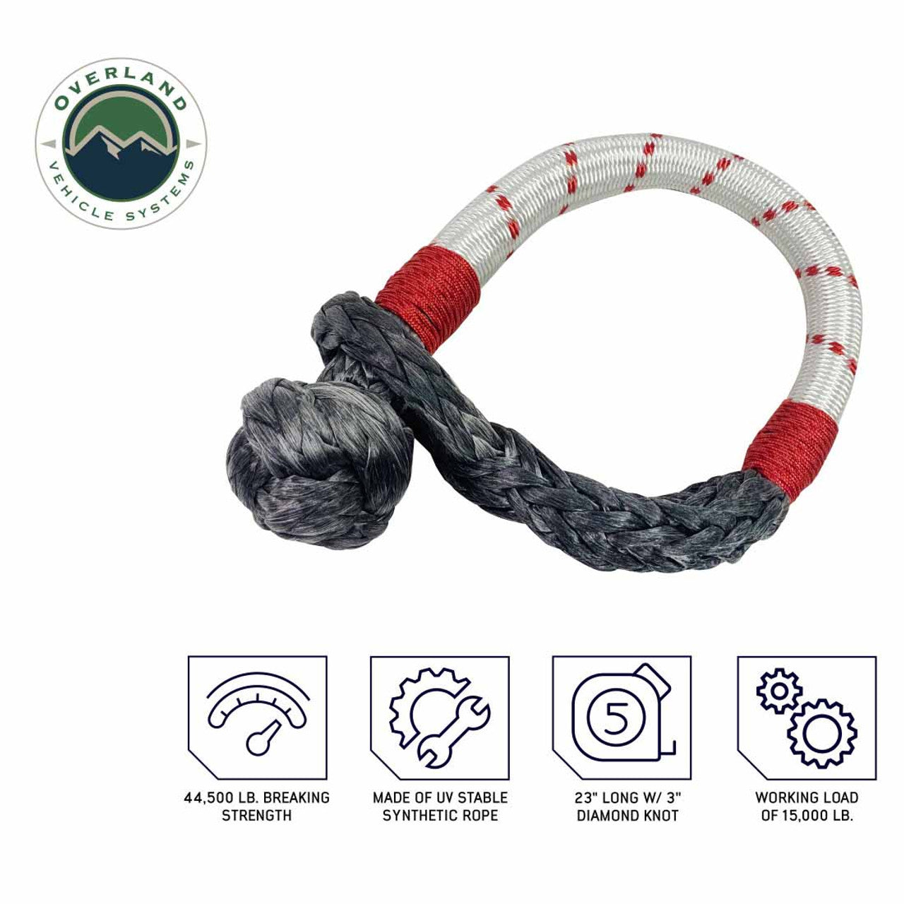 Overland Vehicle Systems Combo Kit Soft Shackle 7/16" 41,000 lb. and Recovery Ring 4.0" 41,000 lb