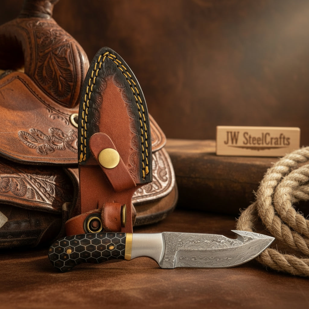 Honeycomb Hook Hunting Knife 11" Handmade with Functional Gut Hook