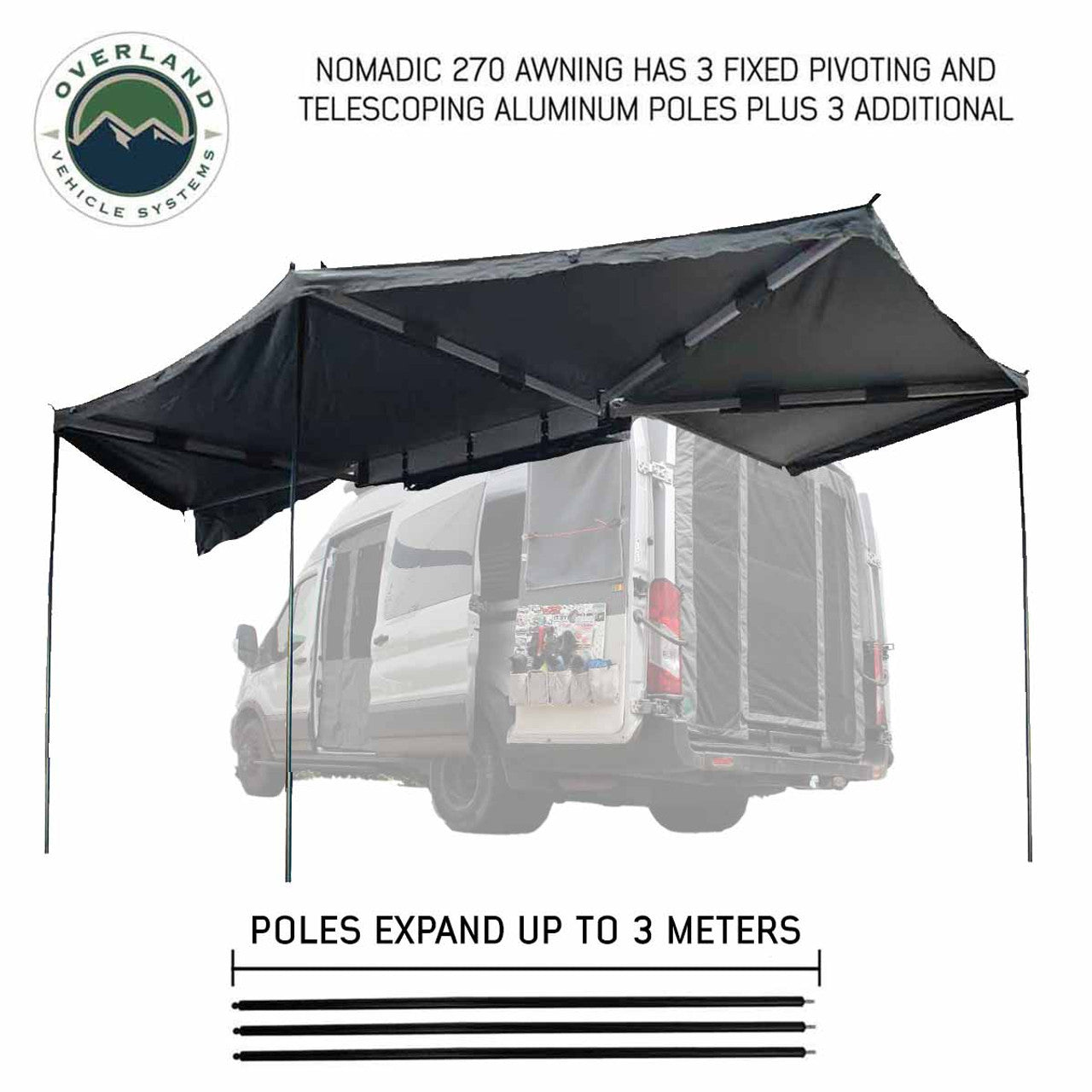 HD Nomadic 270 Degree Awning For Vans w/ Bracket Kit