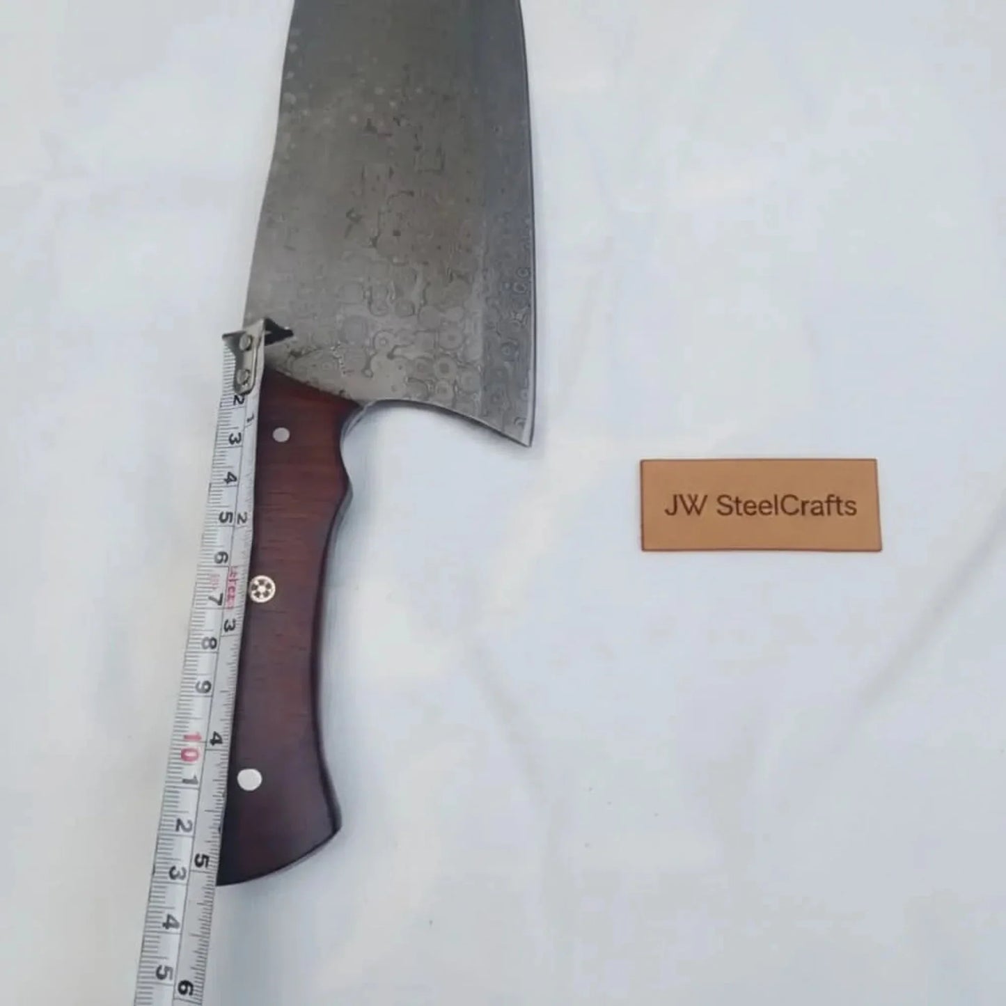 11-Inch Raindrop Damascus Chinese Vegetable Cleaver — Rosewood Handle & Lanyard Hole