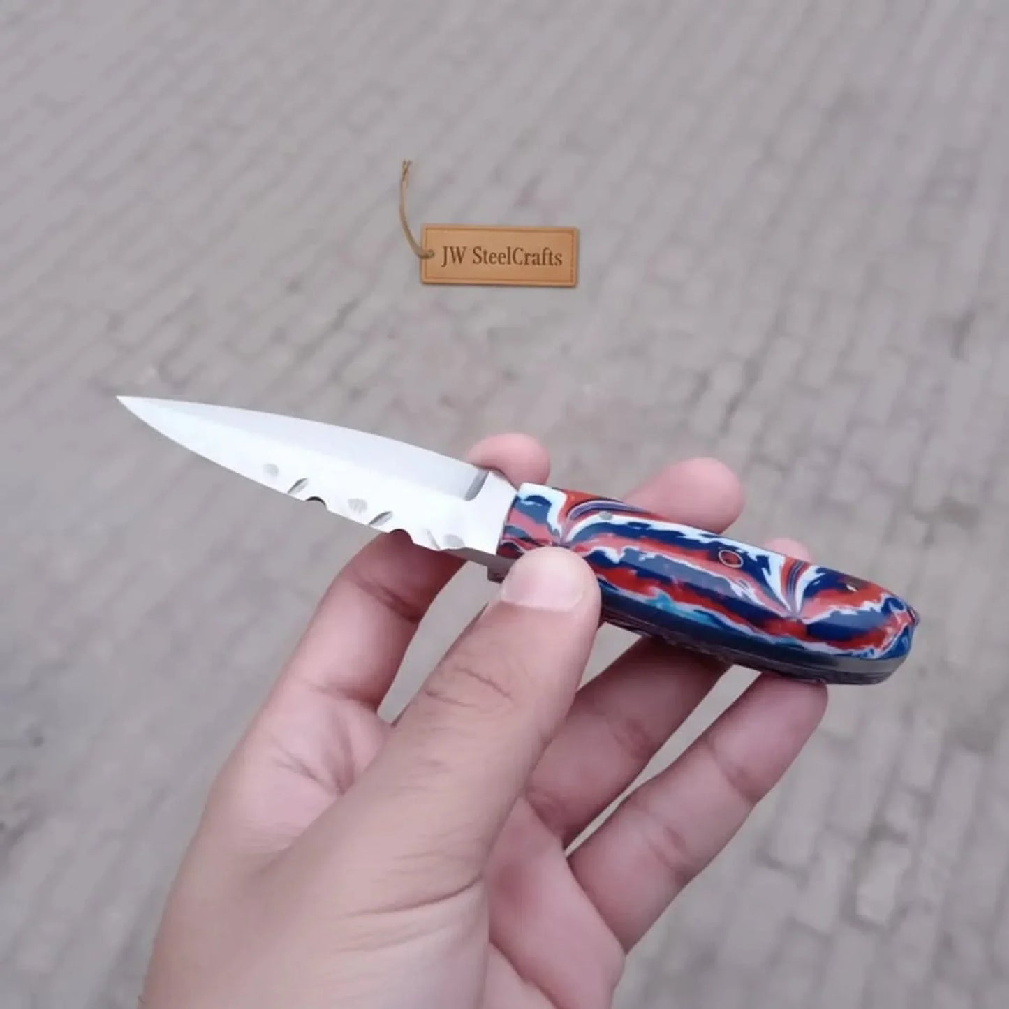 Handmade Skinner Knife Resin Handle Fixed Blade Hunting Knife JW SteelCrafts