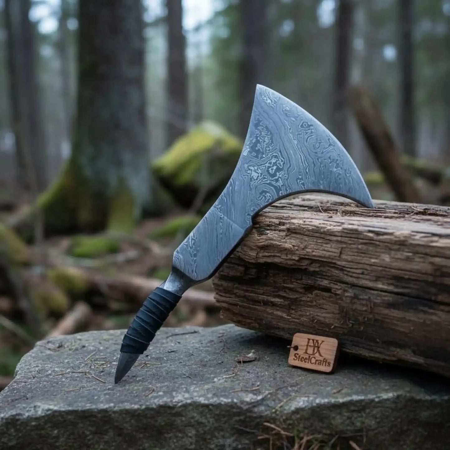 Custom Handmade Damascus Steel Tomhawk Viking Axe Head 10" long