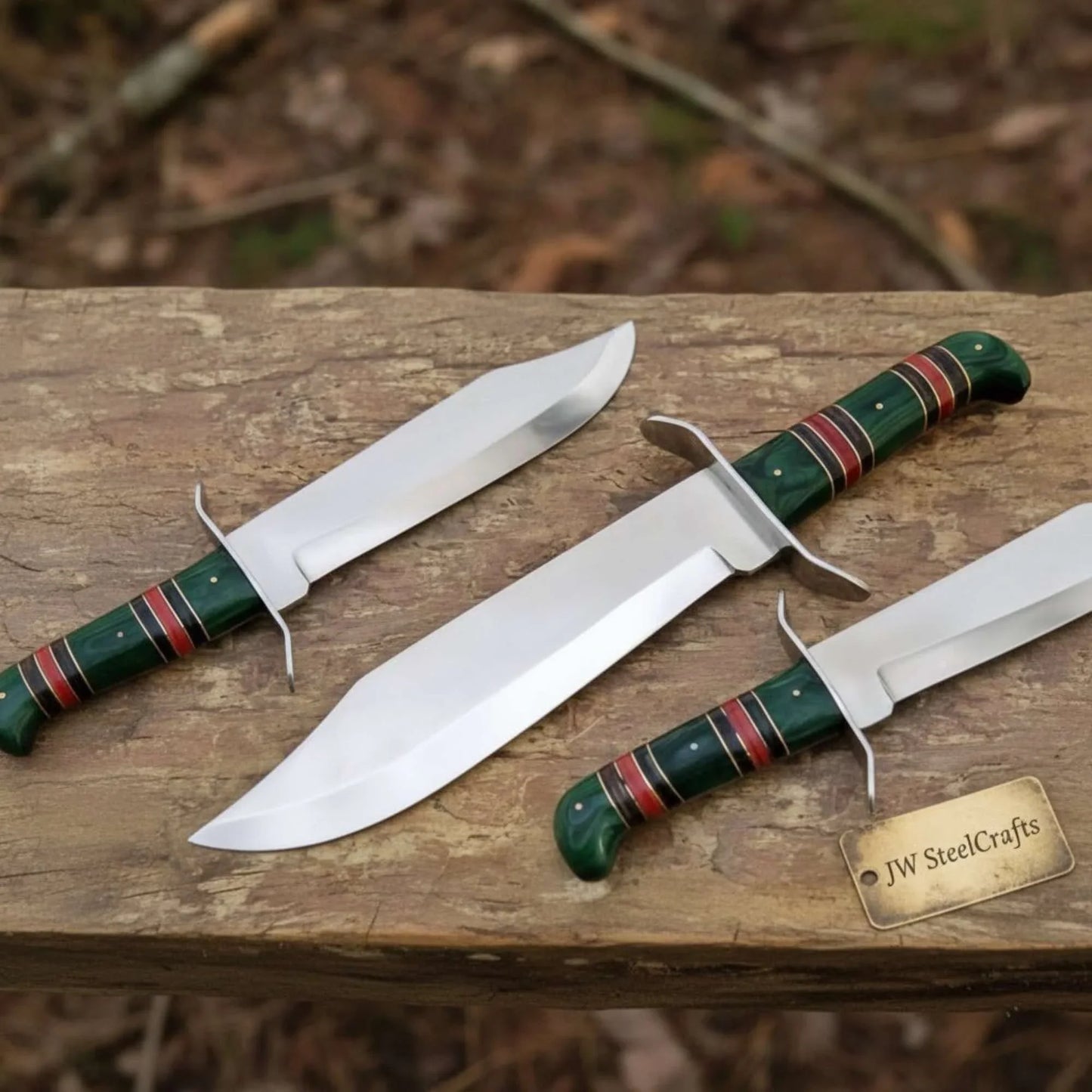 Sheffield Clip Point Bowie Knife Mirror Polish Steel with S Guard and Stacked Handle
