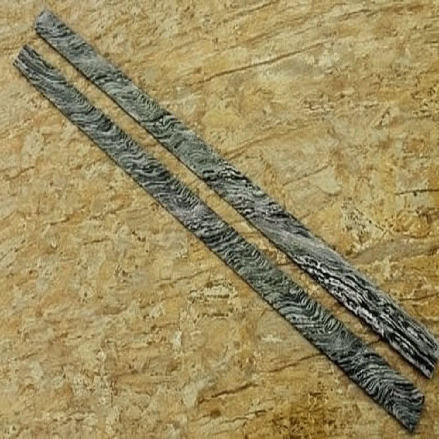 Handmade Damascus Steel 27 Inches Forged Billets Pair - Fire Storm Pattern /Raw Materials for Knife Making DK-0169