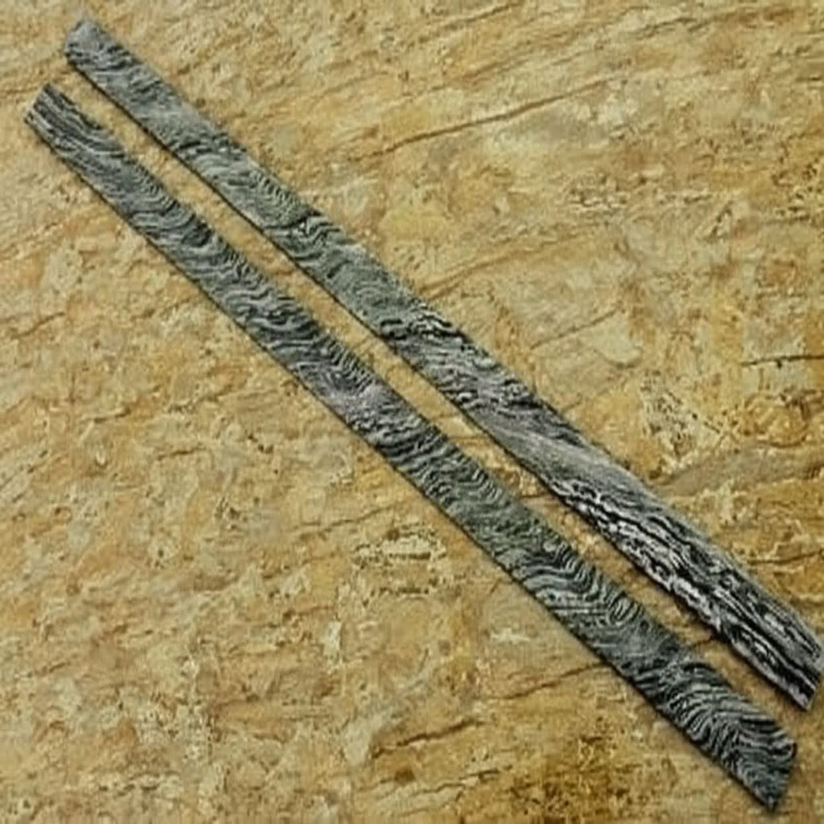 20 Inch Damascus Steel Billet Bar Pair 1.5 Inch Wide Pattern Welded Stock for Knife Blades and Tool Making