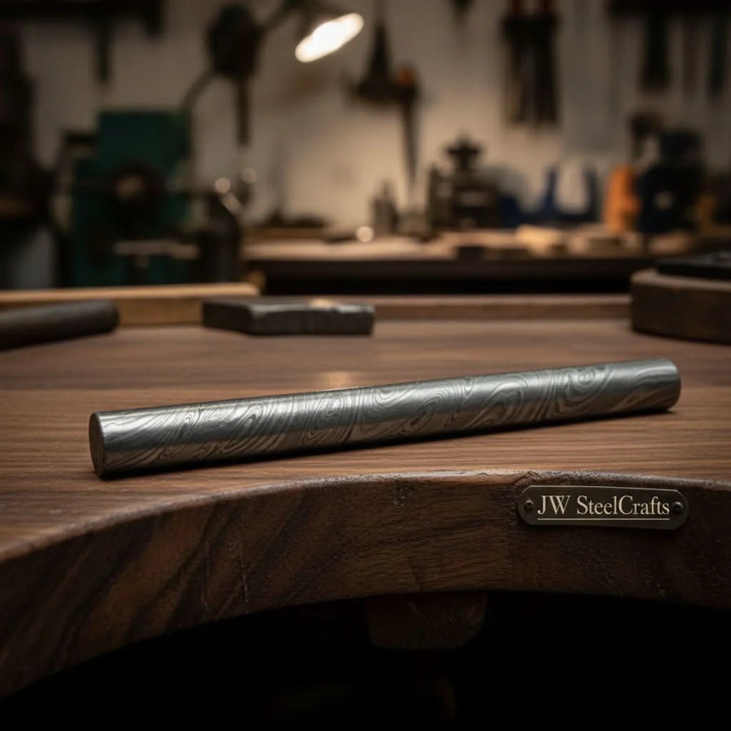 Damascus Steel Round Billet Rod For Guard , Rings And Jewelery Making/ Raw Materials for Jewelery DK-0126