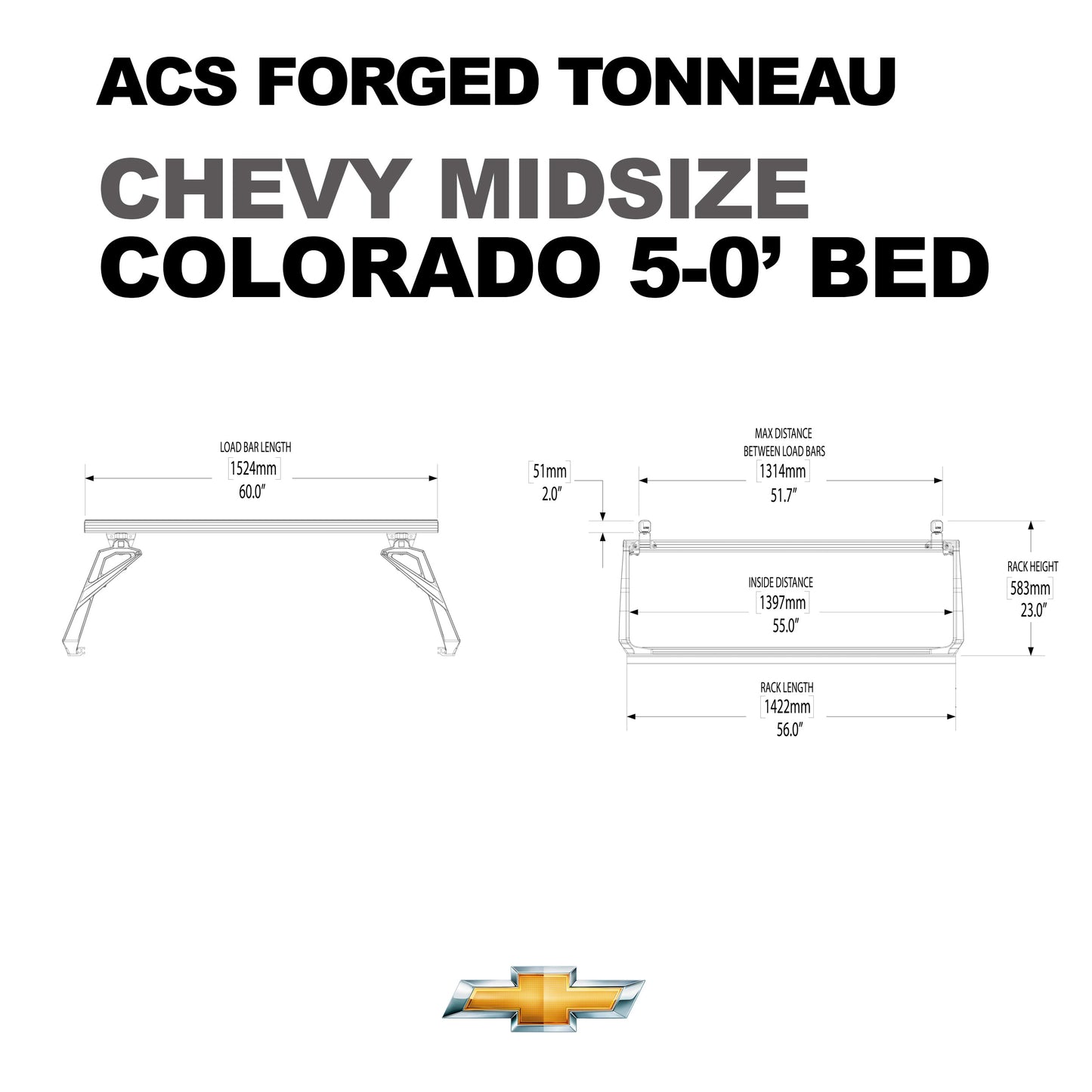 Leitner Designs ACS FORGED TONNEAU | Conversion Rails For Chevrolet Colorado