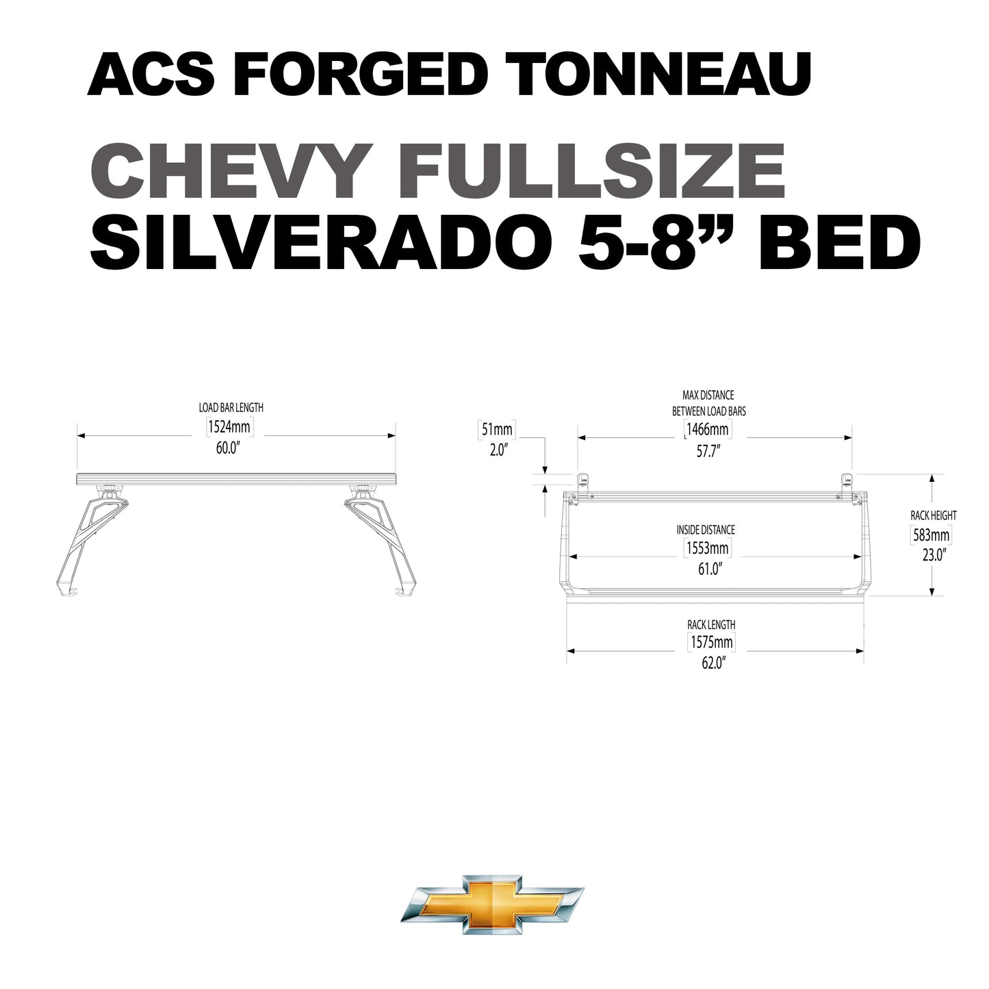 Leitner Designs ACS FORGED TONNEAU | Conversion Rails For Chevrolet Colorado