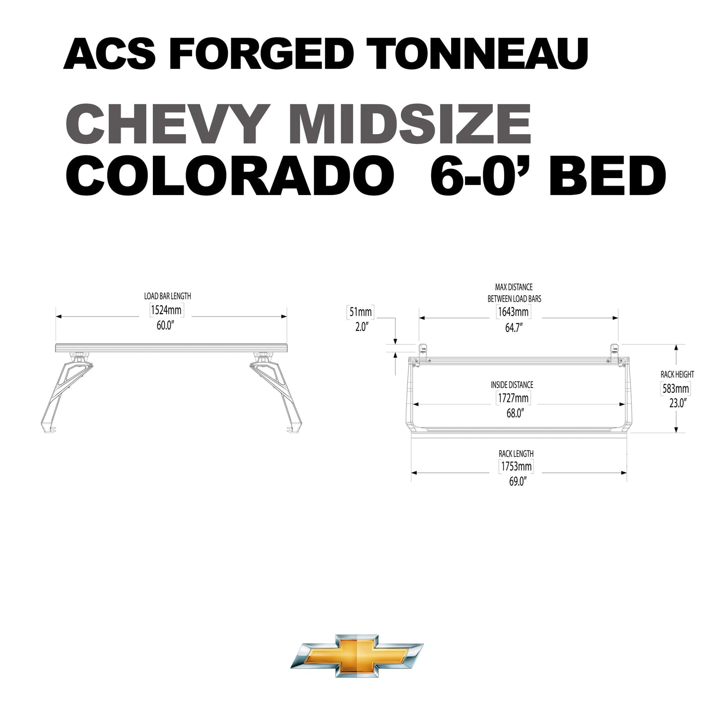Leitner Designs ACS FORGED TONNEAU | Conversion Rails For Chevrolet Colorado
