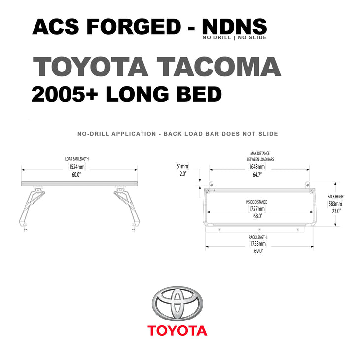 Leitner Designs ACS FORGED NDNS | No-Drill Active Cargo System For Toyota Tacoma