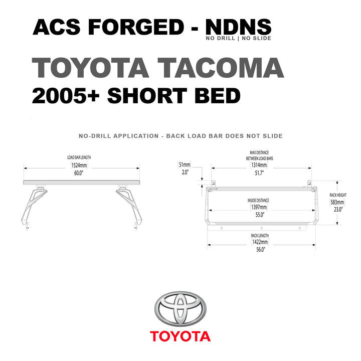 Leitner Designs ACS FORGED NDNS | No-Drill Active Cargo System For Toyota Tacoma