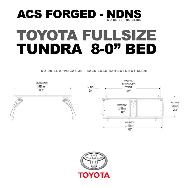 Leitner Designs ACS FORGED NDNS | No-Drill Active Cargo System For Toyota Tacoma