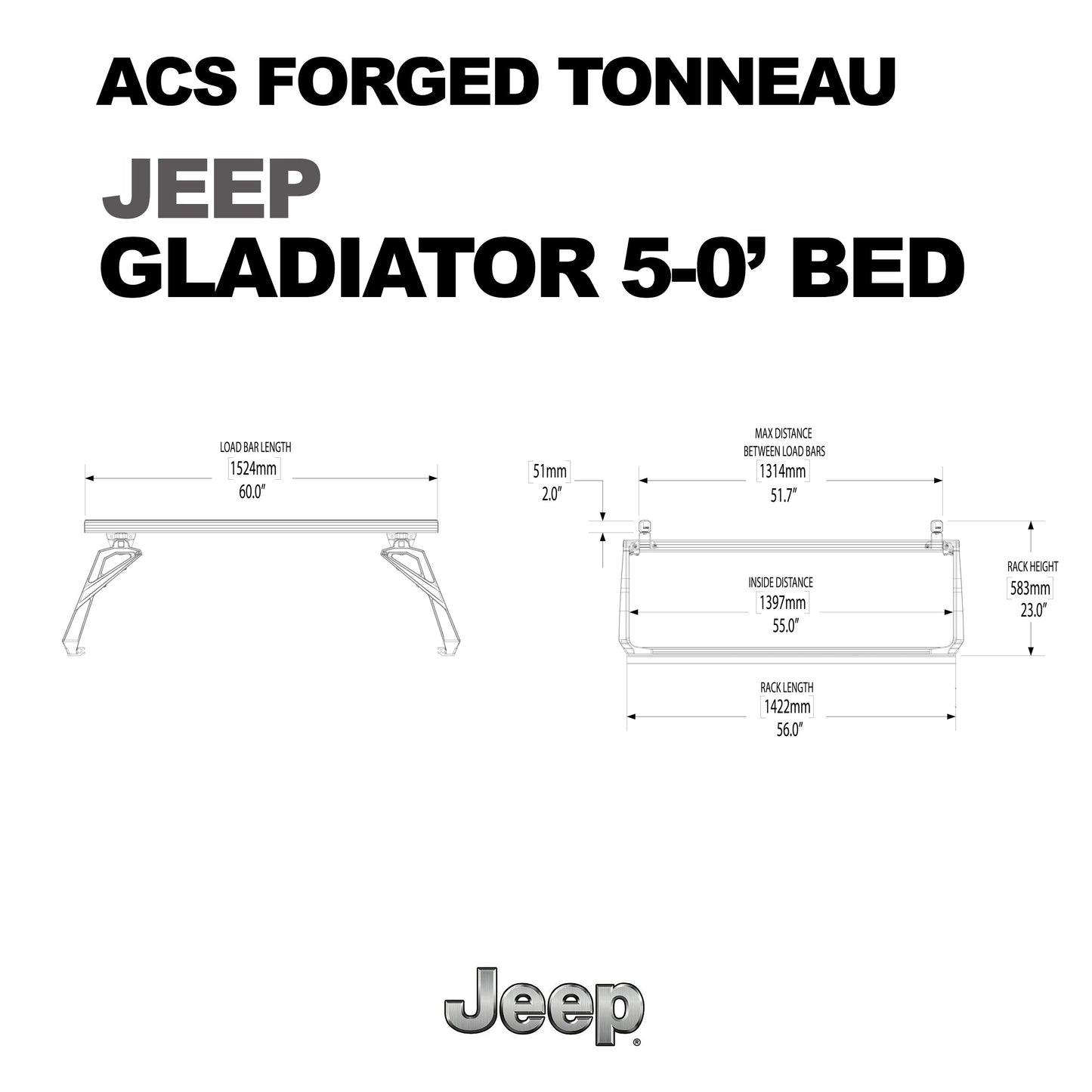 Leitner Designs ACS FORGED TONNEAU | Rack Only for Jeep Gladiator