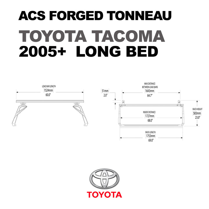 Leitner Designs ACS FORGED TONNEAU Rails | Tonneau Rack Conversion Kit for Toyota Trucks