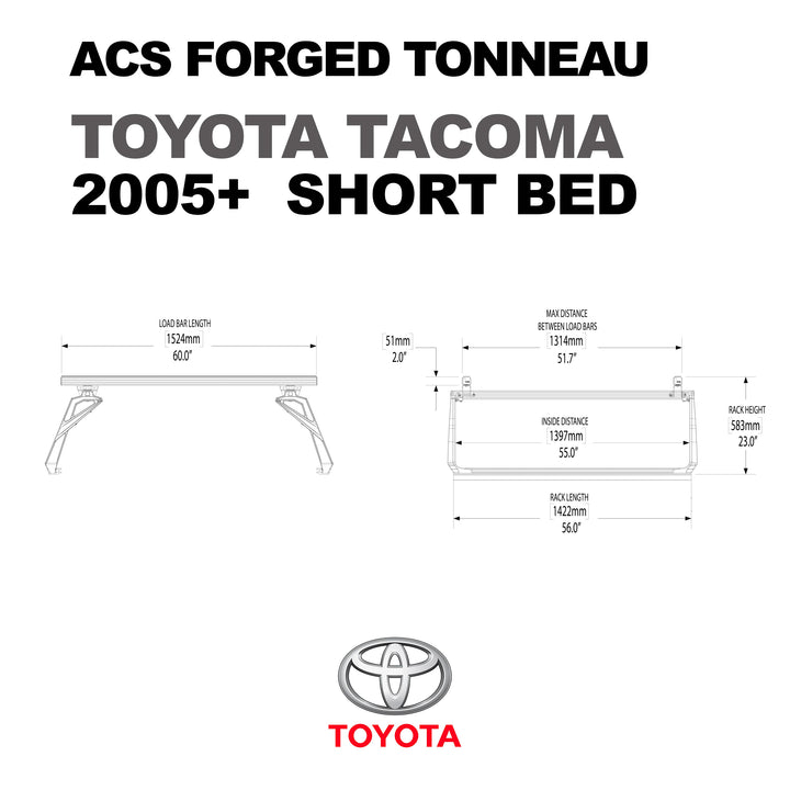 Leitner Designs ACS FORGED TONNEAU Rails | Tonneau Rack Conversion Kit for Toyota Trucks