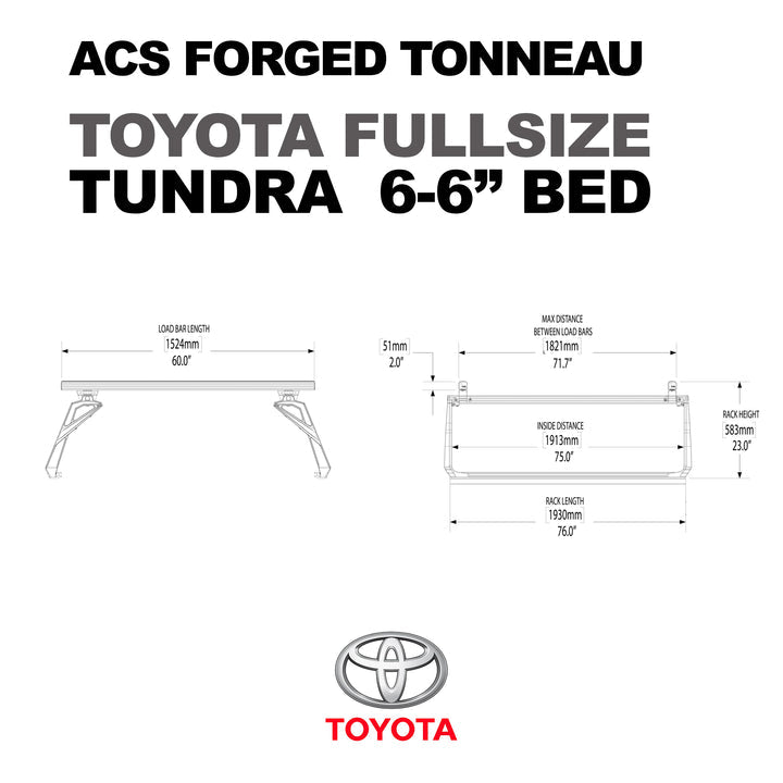 Leitner Designs ACS FORGED TONNEAU Rails | Tonneau Rack Conversion Kit for Toyota Trucks