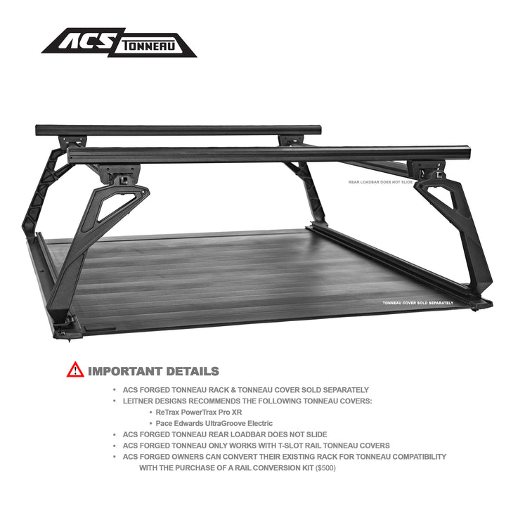 Leitner Designs ACS FORGED TONNEAU Rails | Tonneau Rack Conversion Kit for Toyota Trucks