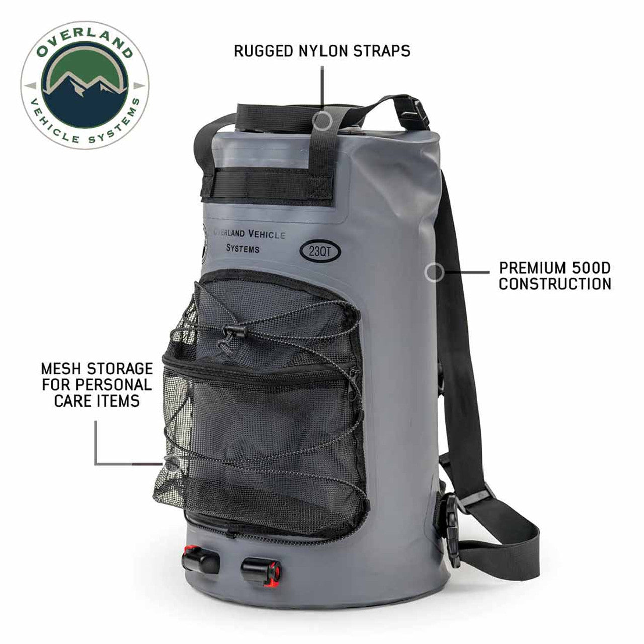 OVS Portable Camp Shower - 23 QT With Nozzle & Accessories