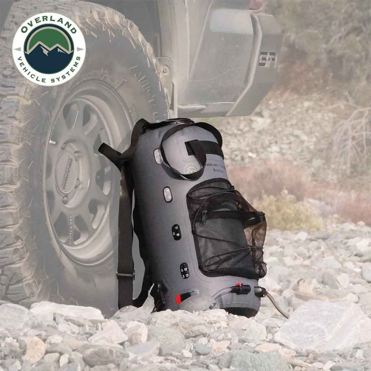 OVS Portable Camp Shower - 23 QT With Nozzle & Accessories