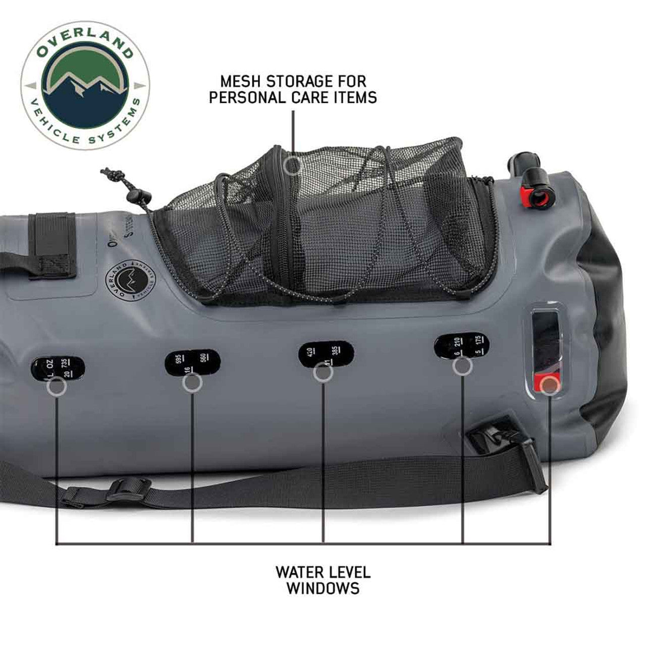 OVS Portable Camp Shower - 23 QT With Nozzle & Accessories