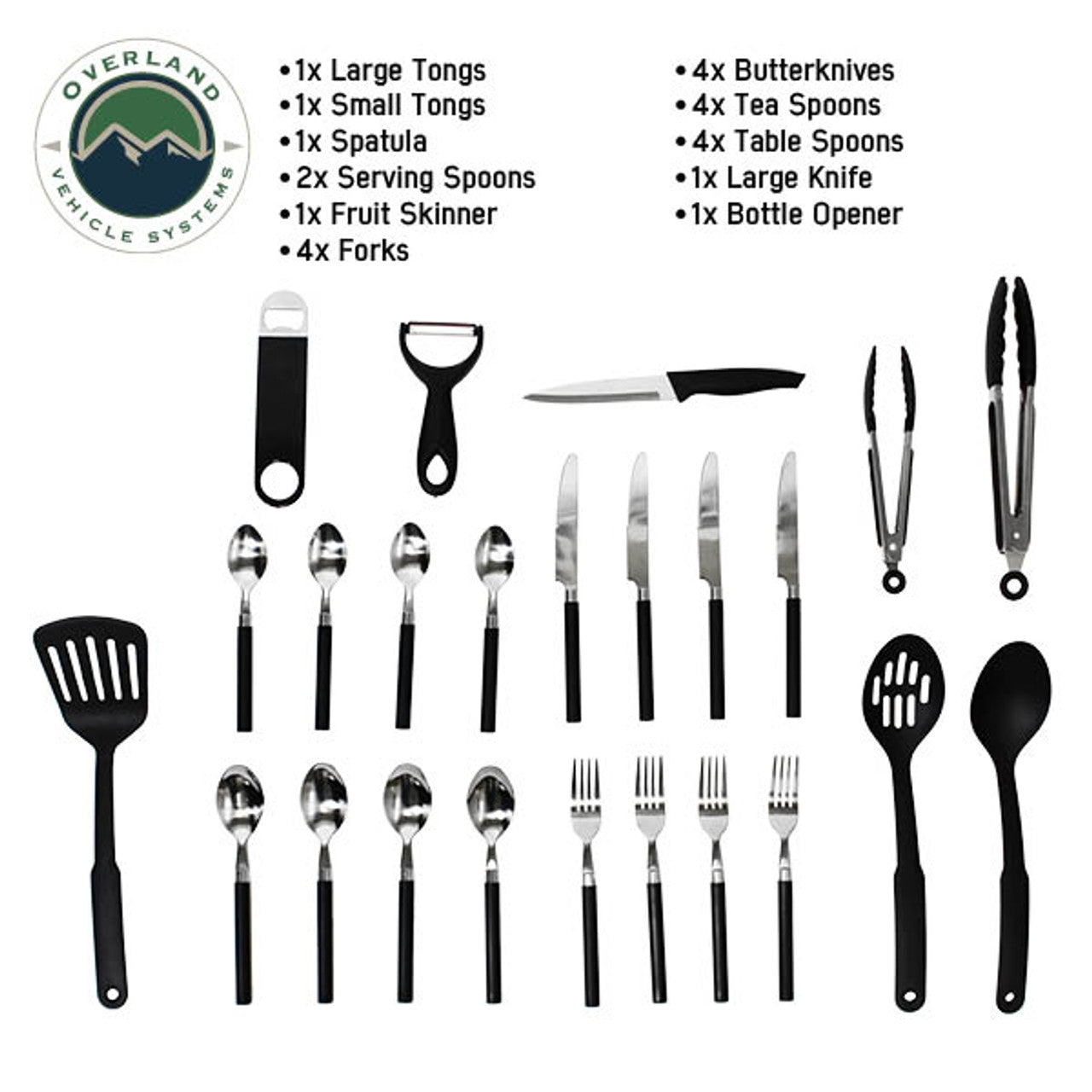 Overland Vehicle Systems Kitchen Kit - 24 Piece Cooking and Utensil Kit, Hanging Carrying Case