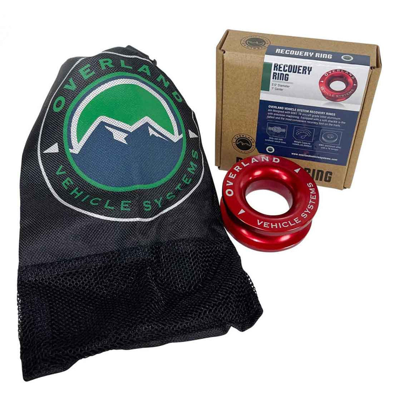 Overland Vehicle Systems Recovery Ring 2.5" | 10,000 lb. Red with Storage Bag