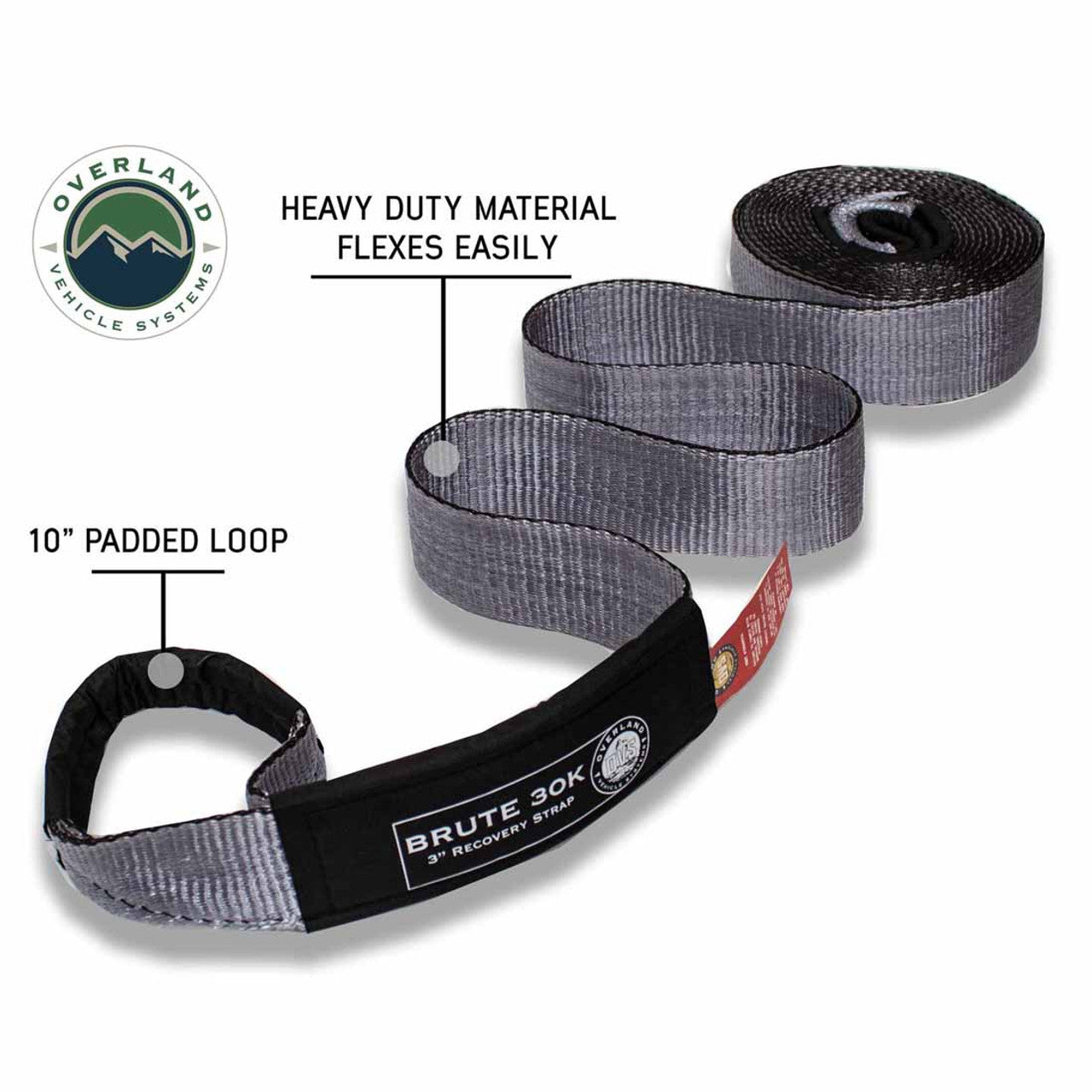Overland Vehicle Systems Brute Tow Strap 3" x 30' (30,000 LB)