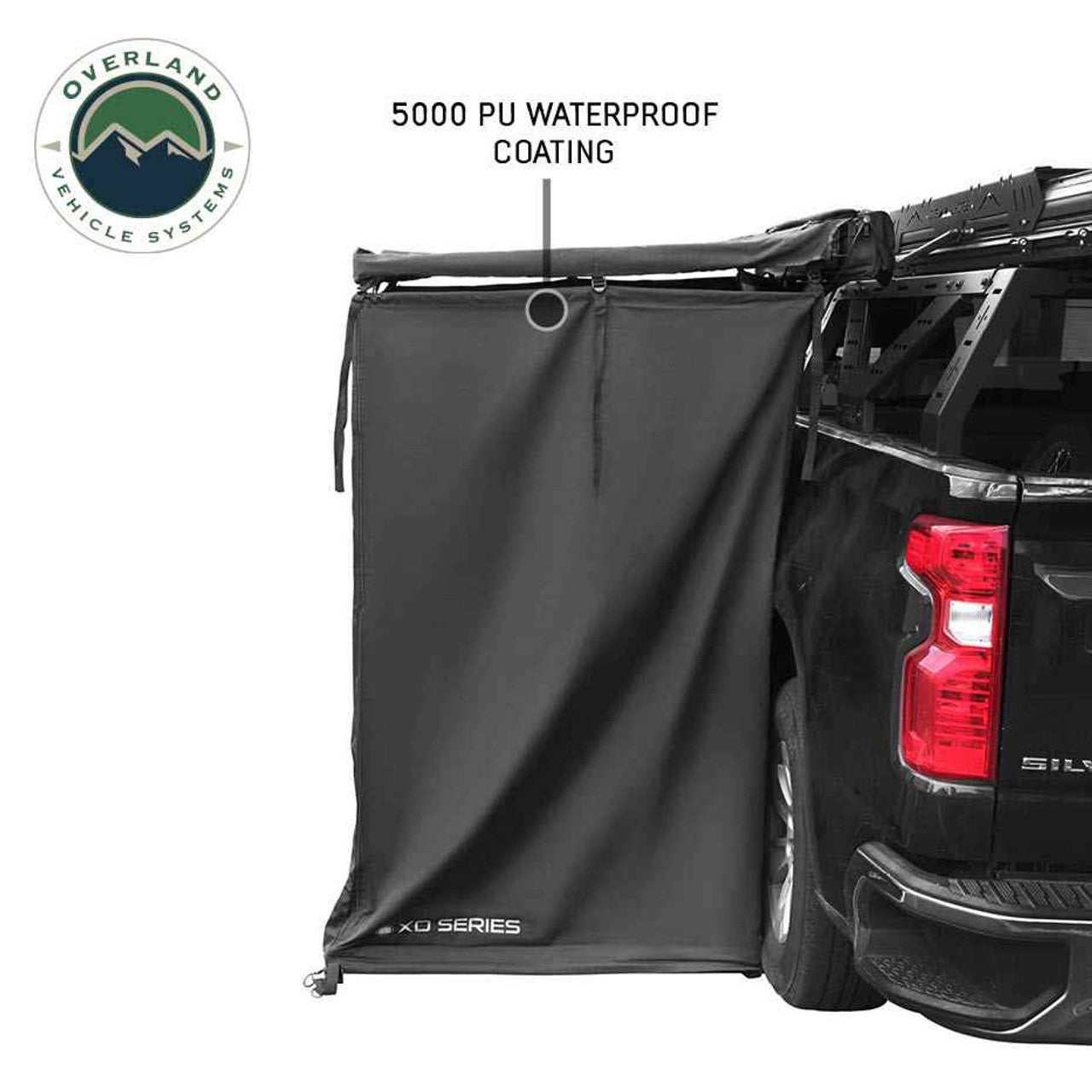 Overland Vehicle Systems XD Nomadic 90 Degree Pivot Shower Awning - w/Light Strip & Black Out Fabric