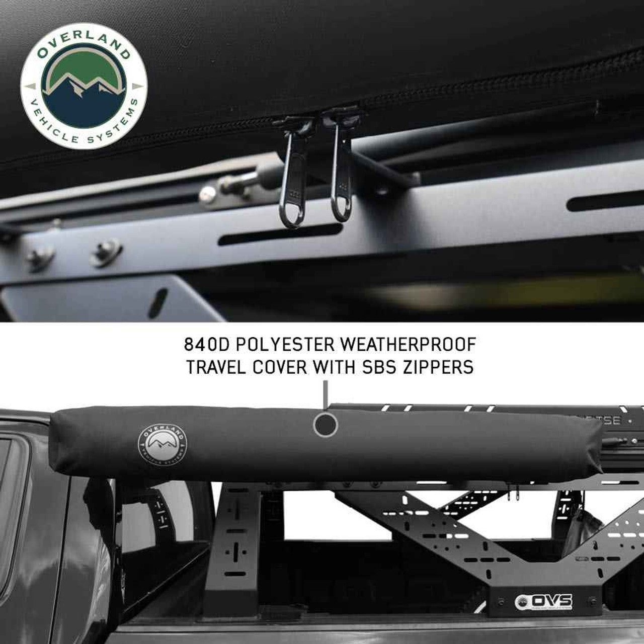 Overland Vehicle Systems XD Nomadic 90 Degree Pivot Shower Awning - w/Light Strip & Black Out Fabric