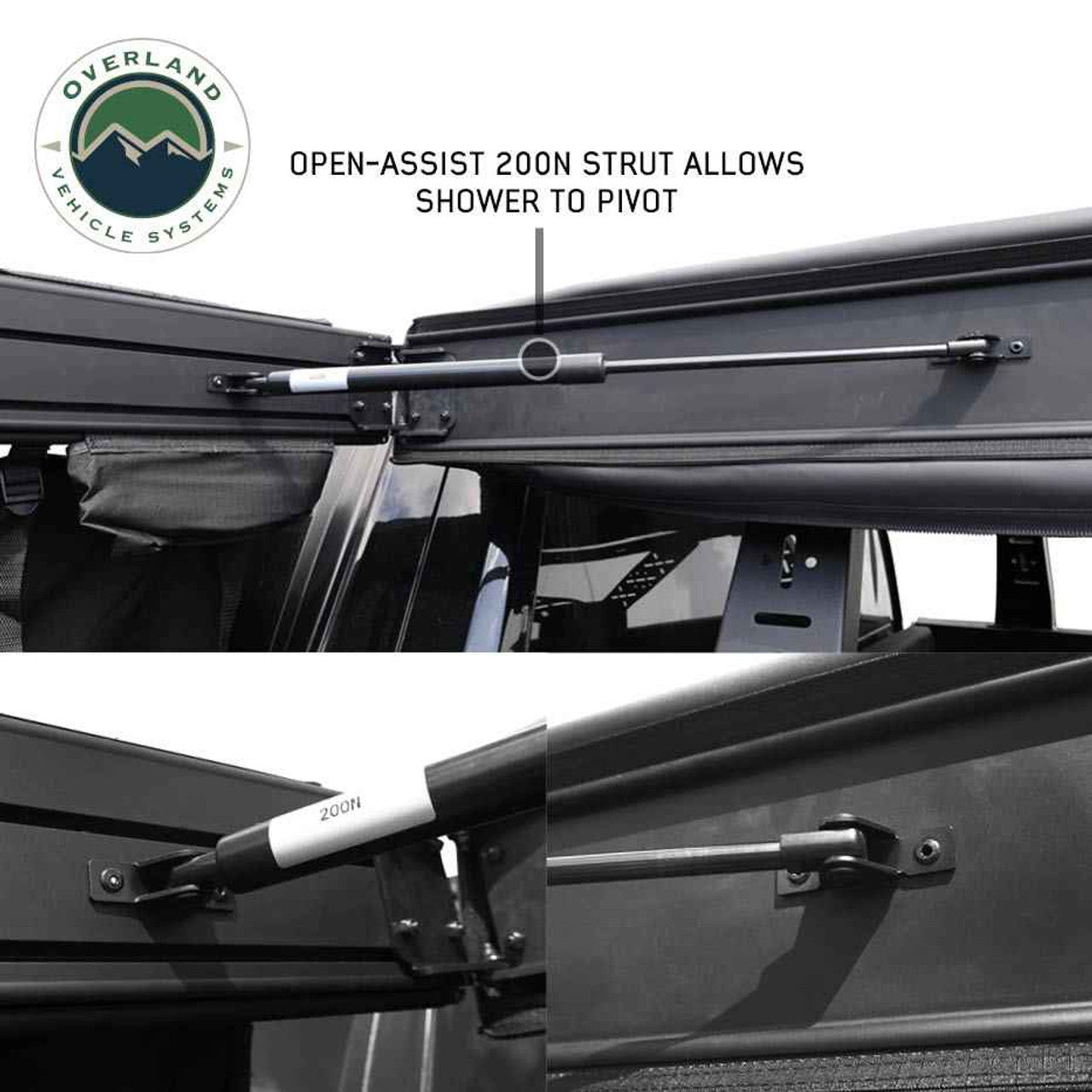 Overland Vehicle Systems XD Nomadic 90 Degree Pivot Shower Awning - w/Light Strip & Black Out Fabric