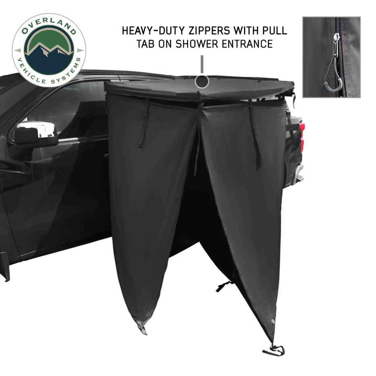 Overland Vehicle Systems XD Nomadic 90 Degree Pivot Shower Awning - w/Light Strip & Black Out Fabric