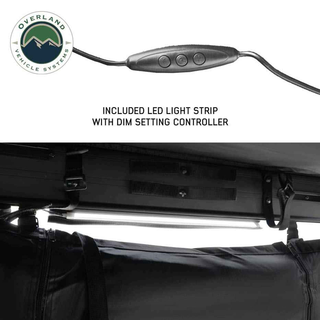 Overland Vehicle Systems XD Nomadic 90 Degree Pivot Shower Awning - w/Light Strip & Black Out Fabric