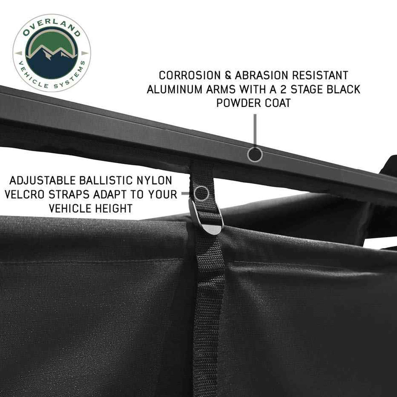 Overland Vehicle Systems XD Nomadic 90 Degree Pivot Shower Awning - w/Light Strip & Black Out Fabric