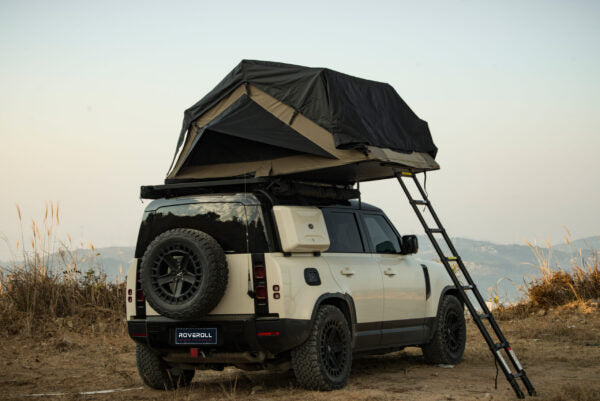 Roveroll Snail Soft Shell Roof Top Tent | Lightweight Rooftop Shelter in Taupe & Black