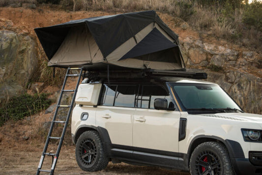 Roveroll Snail Soft Shell Roof Top Tent | Lightweight Rooftop Shelter in Taupe & Black