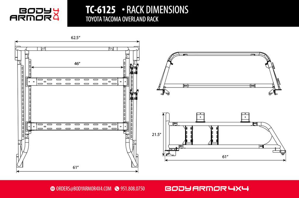 Overland Rack | 2005-2023 Toyota Tacoma | Body Armor 4x4