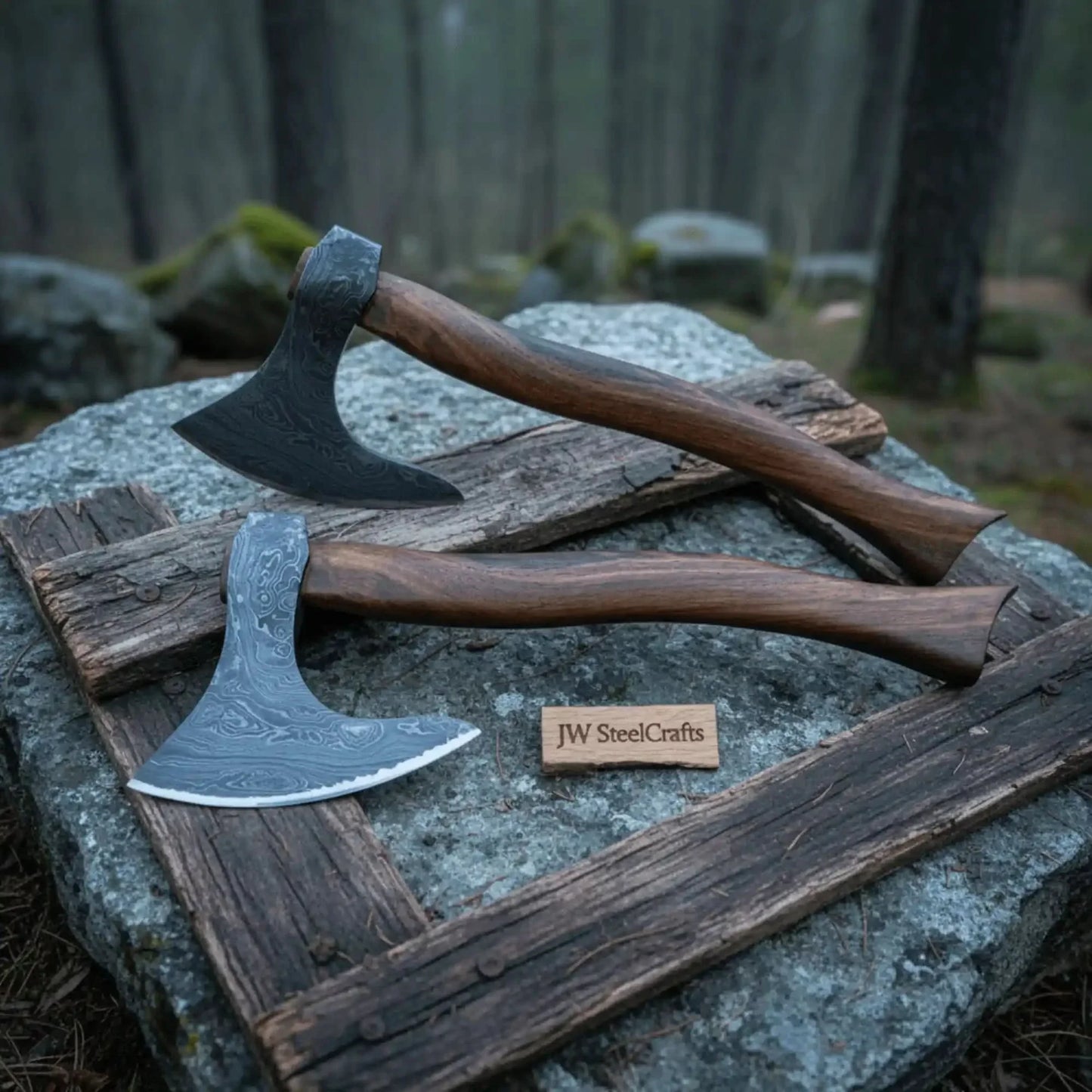 Set of Two Bearded Axes 20 Inch Curved Handles