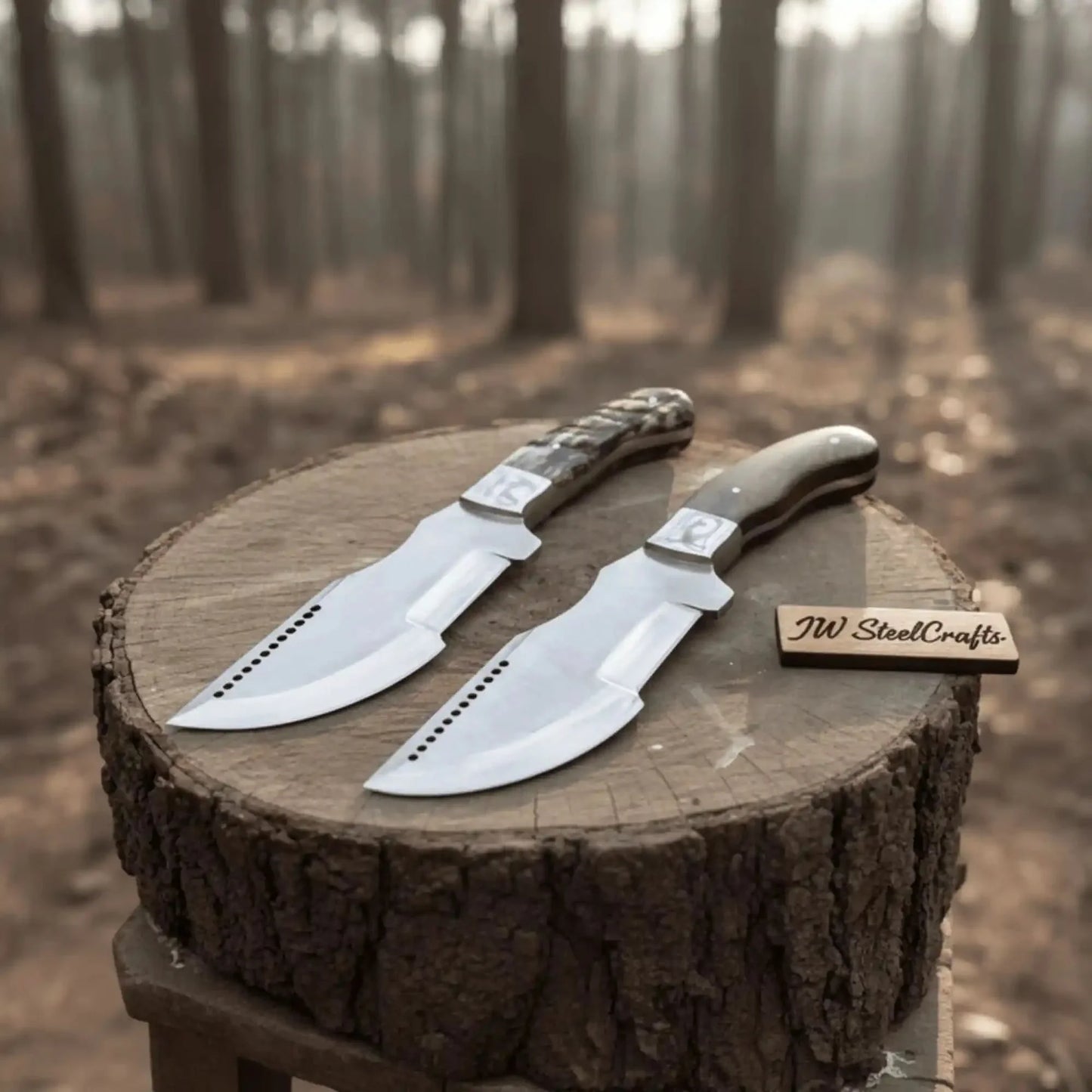 Handmade Carbon Steel Tracker Knife – Ram Horn or Wendi Wood Handle | Heavy Duty Hunting & Camping Knife | JW SteelCrafts