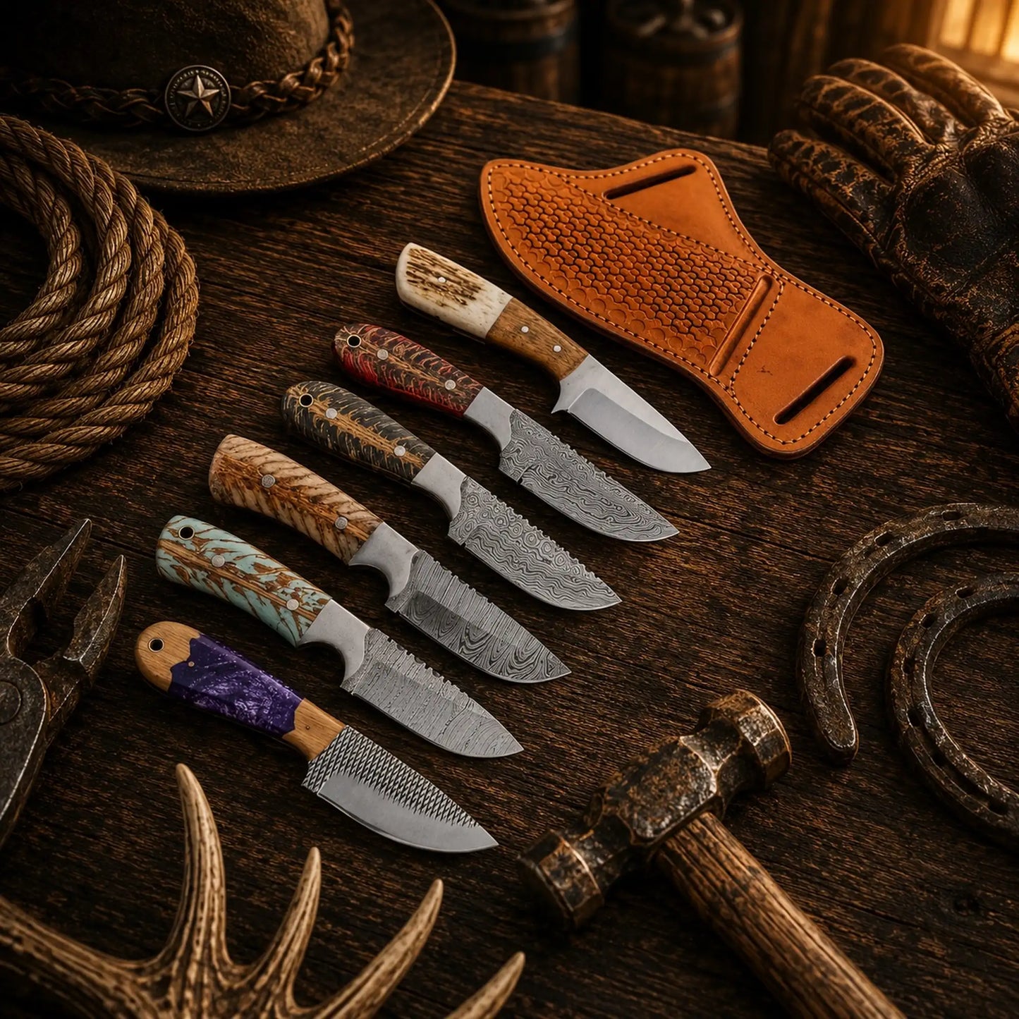 Frontier Hunter Collection – 6 Piece Fixed Blade Knife Lot